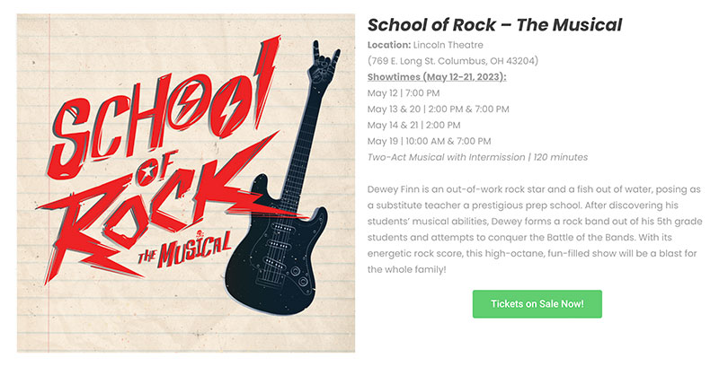School of Rock - Columbus Children's Theatre